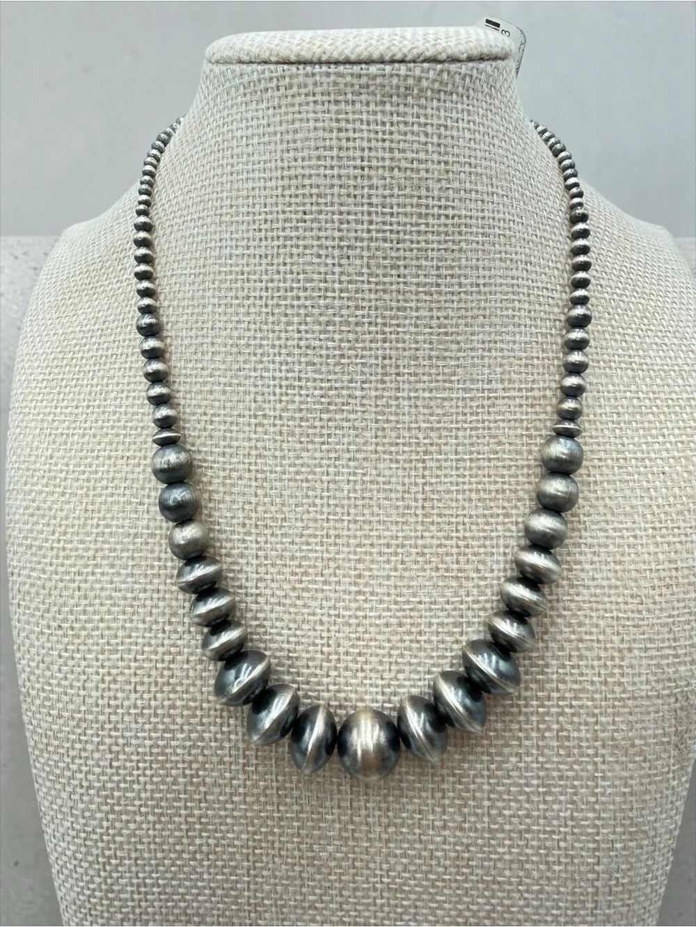 NWT Navajo Pearl Sterling Silver Graduated Bead Necklace 15” + 2” Ext Southwest